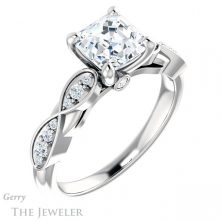 14k White Gold Asscher Cut Forever One Engagement Ring Setting #GTJ1076-asscher-fo-w 4 14k White Gold Asscher Cut Forever One Engagement Ring Setting #GTJ1076-asscher-fo-w