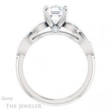 14k White Gold Asscher Cut Forever One Engagement Ring Setting #GTJ1076-asscher-fo-w 2 14k White Gold Asscher Cut Forever One Engagement Ring Setting #GTJ1076-asscher-fo-w