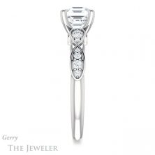 14k White Gold Asscher Cut Forever One Engagement Ring Setting #GTJ1076-asscher-fo-w 3 14k White Gold Asscher Cut Forever One Engagement Ring Setting #GTJ1076-asscher-fo-w