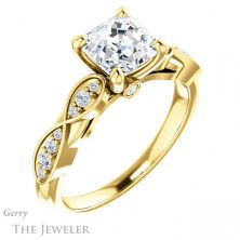 14k Yellow Gold Asscher Cut Forever One Engagement Ring Setting #GTJ1076-asscher-fo-y