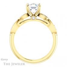 14k Yellow Gold Asscher Cut Forever One Engagement Ring Setting #GTJ1076-asscher-fo-y