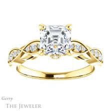 14k Yellow Gold Asscher Cut Forever One Engagement Ring Setting #GTJ1076-asscher-fo-y