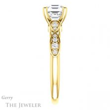 14k Yellow Gold Asscher Cut Forever One Engagement Ring Setting #GTJ1076-asscher-fo-y