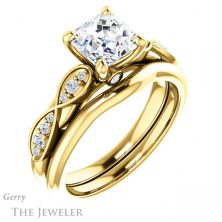 14k Yellow Gold Asscher Cut Forever One Engagement Ring Setting #GTJ1076-asscher-fo-y