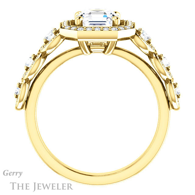 Asscher Cut Forever One Engagement Ring Setting #GTJ1078-asscher-fo-y | Gerry The Jeweler 14k Yellow Gold Asscher Cut Forever One Engagement Ring Setting #GTJ1078-asscher-fo-y