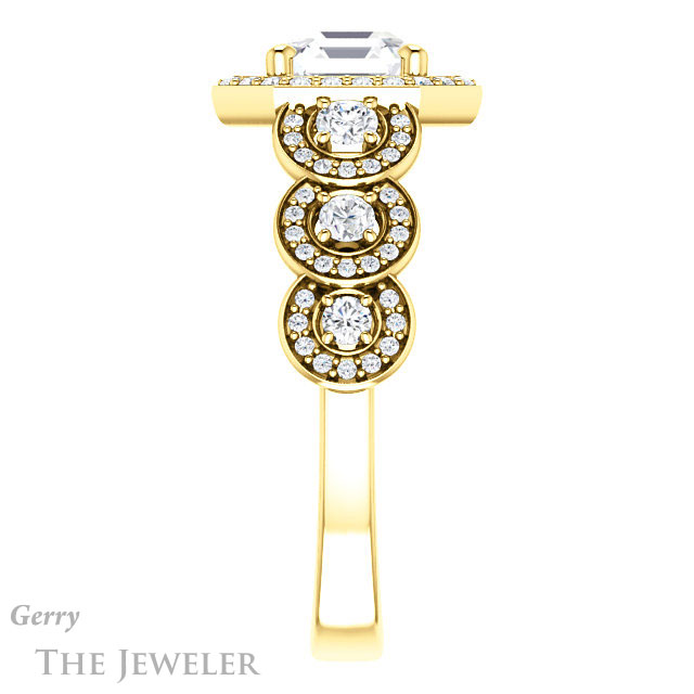 Asscher Cut Forever One Engagement Ring Setting #GTJ1078-asscher-fo-y | Gerry The Jeweler 14k Yellow Gold Asscher Cut Forever One Engagement Ring Setting #GTJ1078-asscher-fo-y