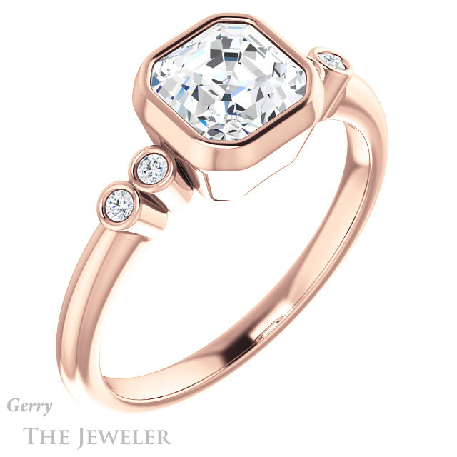 14k Rose Gold Asscher Cut Forever One Engagement Ring Setting #GTJ1079-asscher-fo-r 4 14k Rose Gold Asscher Cut Forever One Engagement Ring Setting #GTJ1079-asscher-fo-r