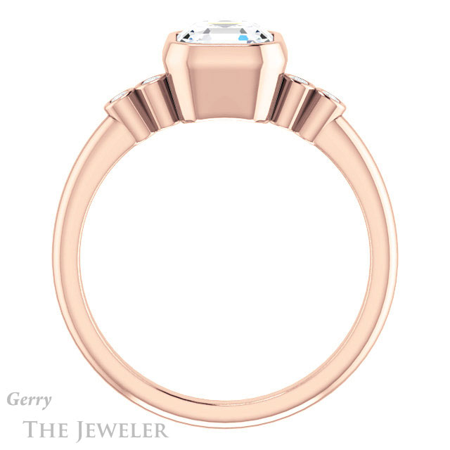 14k Rose Gold Asscher Cut Forever One Engagement Ring Setting #GTJ1079-asscher-fo-r