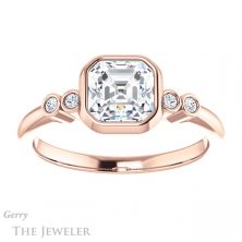 14k Rose Gold Asscher Cut Forever One Engagement Ring Setting #GTJ1079-asscher-fo-r 1 14k Rose Gold Asscher Cut Forever One Engagement Ring Setting #GTJ1079-asscher-fo-r