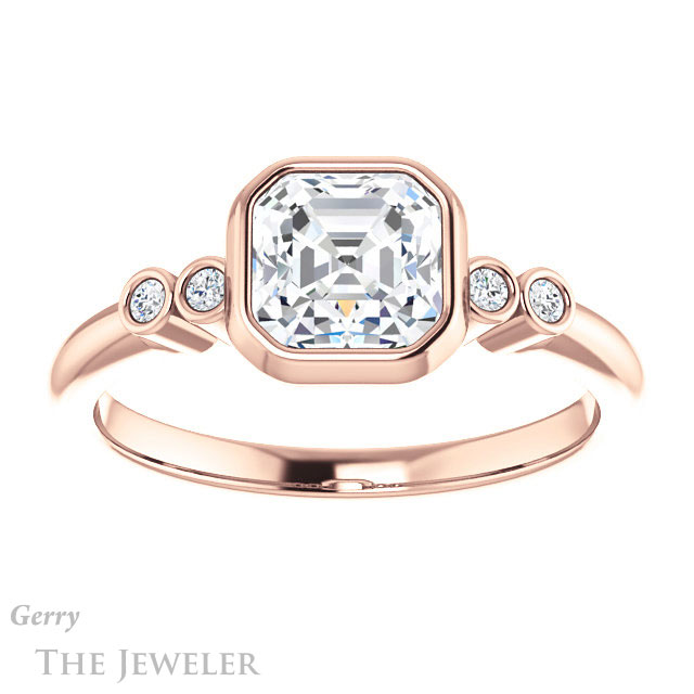 14k Rose Gold Asscher Cut Forever One Engagement Ring Setting #GTJ1079-asscher-fo-r