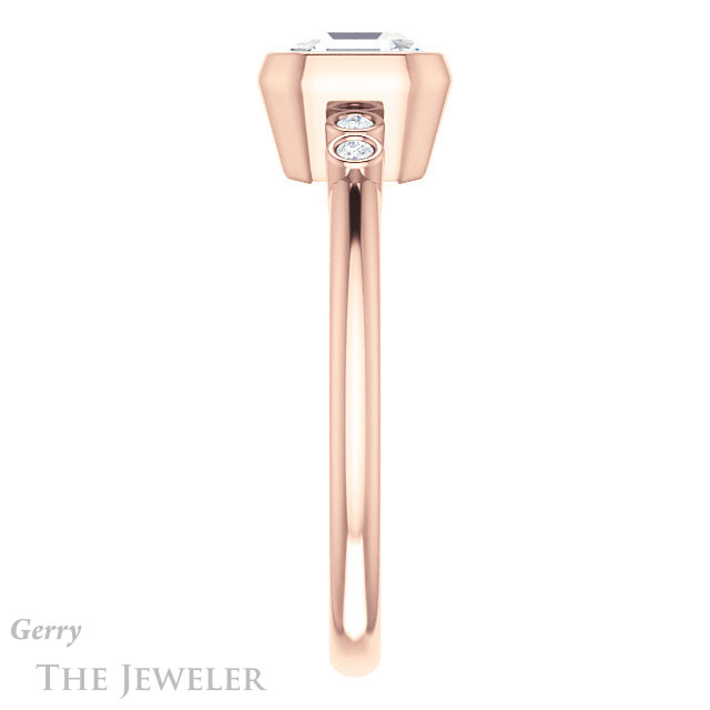 14k Rose Gold Asscher Cut Forever One Engagement Ring Setting #GTJ1079-asscher-fo-r 3 14k Rose Gold Asscher Cut Forever One Engagement Ring Setting #GTJ1079-asscher-fo-r