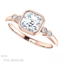 14k Rose Gold Asscher Cut Forever One Engagement Ring Setting #GTJ1079-asscher-fo-r 5 14k Rose Gold Asscher Cut Forever One Engagement Ring Setting #GTJ1079-asscher-fo-r
