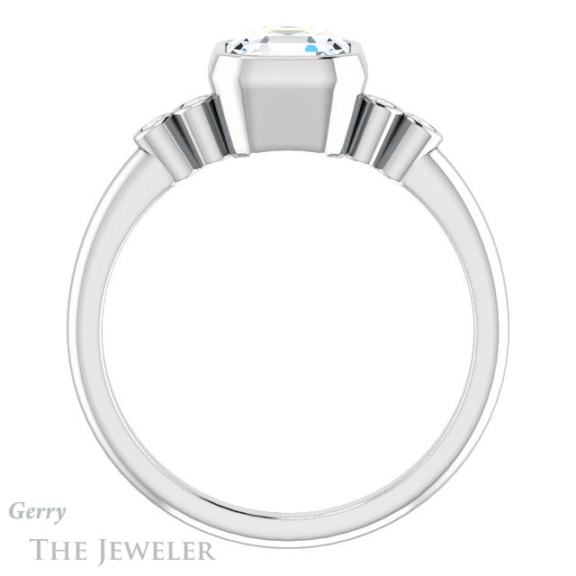 14k White Gold Asscher Cut Forever One Engagement Ring Setting #GTJ1079-asscher-fo-w