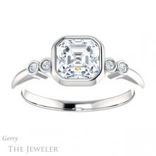 14k White Gold Asscher Cut Forever One Engagement Ring Setting #GTJ1079-asscher-fo-w