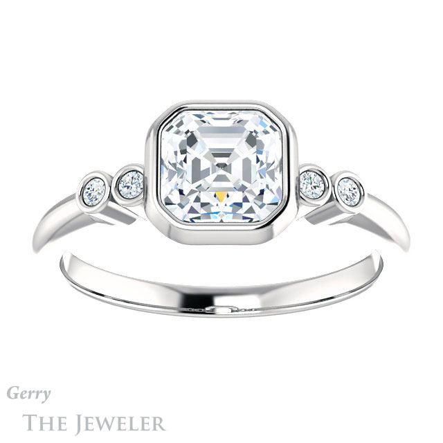 14k White Gold Asscher Cut Forever One Engagement Ring Setting #GTJ1079-asscher-fo-w