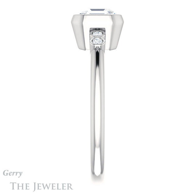 14k White Gold Asscher Cut Forever One Engagement Ring Setting #GTJ1079-asscher-fo-w