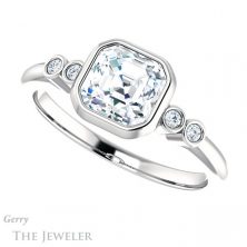 14k White Gold Asscher Cut Forever One Engagement Ring Setting #GTJ1079-asscher-fo-w