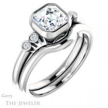 14k White Gold Asscher Cut Forever One Engagement Ring Setting #GTJ1079-asscher-fo-w