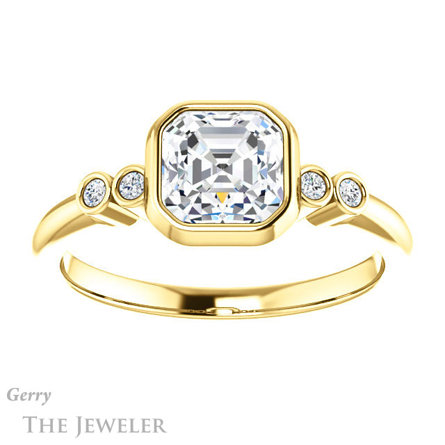 14k Yellow Gold Asscher Cut Forever One Engagement Ring Setting #GTJ1079-asscher-fo-y 1 14k Yellow Gold Asscher Cut Forever One Engagement Ring Setting #GTJ1079-asscher-fo-y