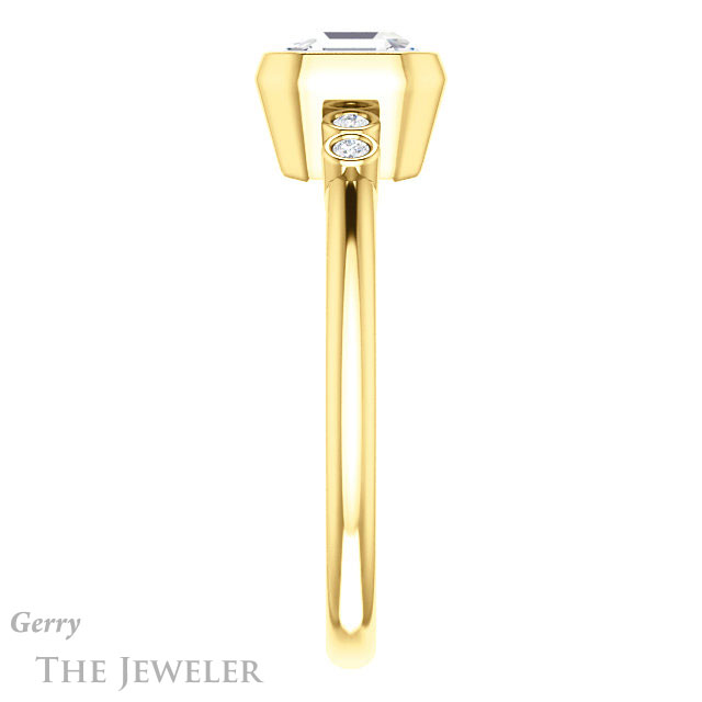 14k Yellow Gold Asscher Cut Forever One Engagement Ring Setting #GTJ1079-asscher-fo-y 3 14k Yellow Gold Asscher Cut Forever One Engagement Ring Setting #GTJ1079-asscher-fo-y