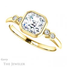 14k Yellow Gold Asscher Cut Forever One Engagement Ring Setting #GTJ1079-asscher-fo-y 5 14k Yellow Gold Asscher Cut Forever One Engagement Ring Setting #GTJ1079-asscher-fo-y