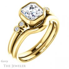 14k Yellow Gold Asscher Cut Forever One Engagement Ring Setting #GTJ1079-asscher-fo-y 6 14k Yellow Gold Asscher Cut Forever One Engagement Ring Setting #GTJ1079-asscher-fo-y