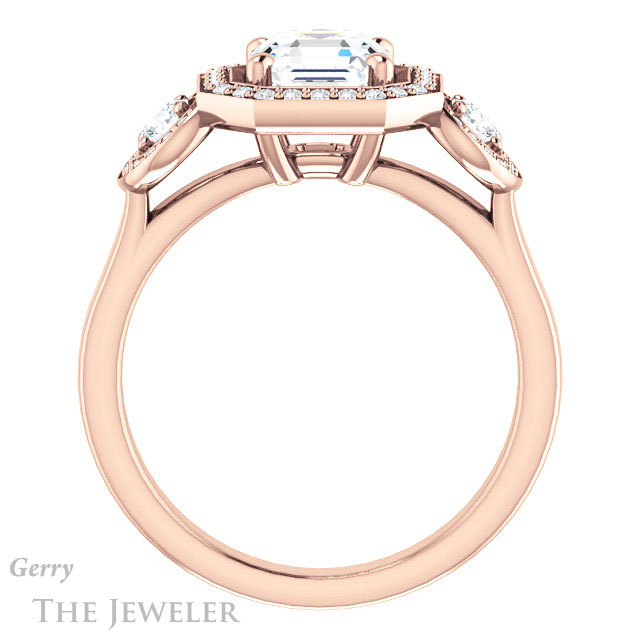 Asscher Cut Forever One Engagement Ring Setting #GTJ1084-asscher-fo-r | Gerry The Jeweler 14k Rose Gold Asscher Cut Forever One Engagement Ring Setting #GTJ1084-asscher-fo-r