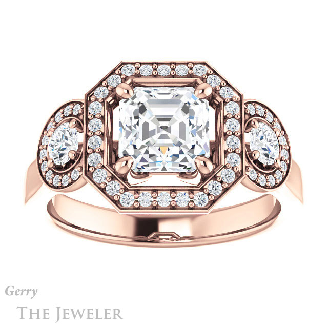 Asscher Cut Forever One Engagement Ring Setting #GTJ1084-asscher-fo-r | Gerry The Jeweler 14k Rose Gold Asscher Cut Forever One Engagement Ring Setting #GTJ1084-asscher-fo-r