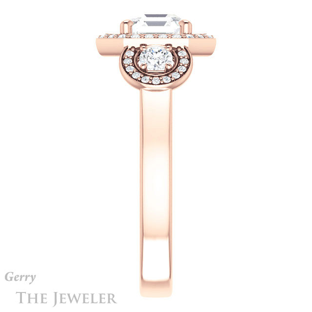 Asscher Cut Forever One Engagement Ring Setting #GTJ1084-asscher-fo-r | Gerry The Jeweler 14k Rose Gold Asscher Cut Forever One Engagement Ring Setting #GTJ1084-asscher-fo-r