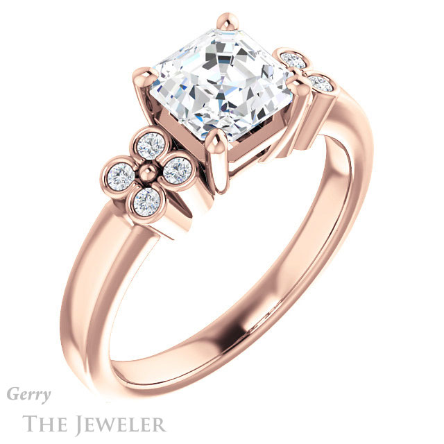 14k Rose Gold Asscher Cut Forever One Engagement Ring Setting #GTJ1086-asscher-fo-r 4 14k Rose Gold Asscher Cut Forever One Engagement Ring Setting #GTJ1086-asscher-fo-r