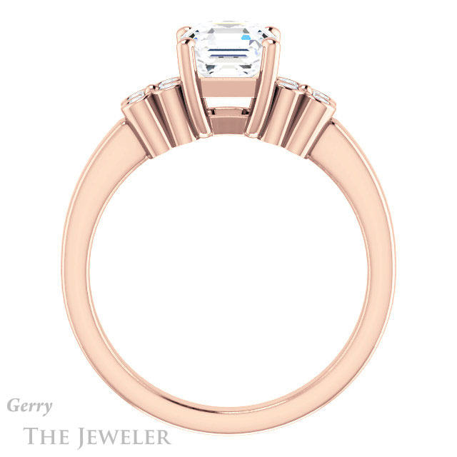 14k Rose Gold Asscher Cut Forever One Engagement Ring Setting #GTJ1086-asscher-fo-r