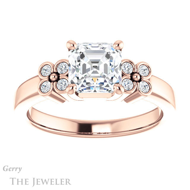 14k Rose Gold Asscher Cut Forever One Engagement Ring Setting #GTJ1086-asscher-fo-r