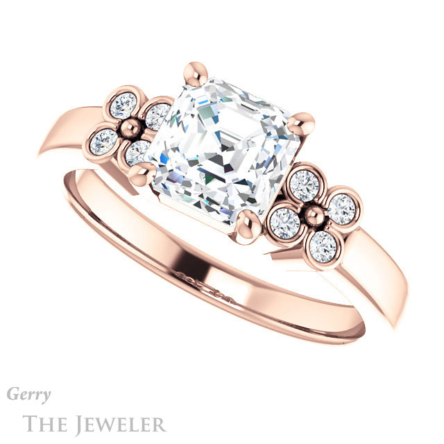 14k Rose Gold Asscher Cut Forever One Engagement Ring Setting #GTJ1086-asscher-fo-r 5 14k Rose Gold Asscher Cut Forever One Engagement Ring Setting #GTJ1086-asscher-fo-r