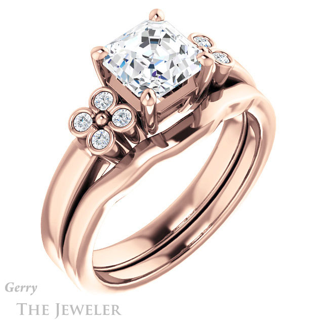 14k Rose Gold Asscher Cut Forever One Engagement Ring Setting #GTJ1086-asscher-fo-r 6 14k Rose Gold Asscher Cut Forever One Engagement Ring Setting #GTJ1086-asscher-fo-r
