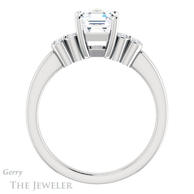 14k White Gold Asscher Cut Forever One Engagement Ring Setting #GTJ1086-asscher-fo-w