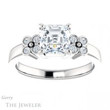 14k White Gold Asscher Cut Forever One Engagement Ring Setting #GTJ1086-asscher-fo-w