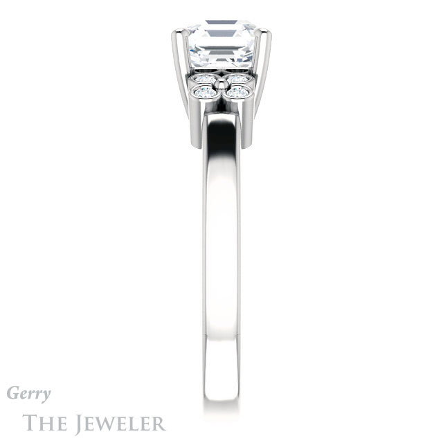 14k White Gold Asscher Cut Forever One Engagement Ring Setting #GTJ1086-asscher-fo-w