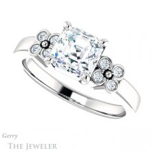14k White Gold Asscher Cut Forever One Engagement Ring Setting #GTJ1086-asscher-fo-w