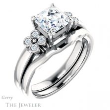 14k White Gold Asscher Cut Forever One Engagement Ring Setting #GTJ1086-asscher-fo-w