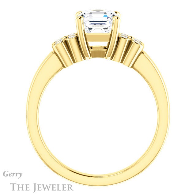 14k Yellow Gold Asscher Cut Forever One Engagement Ring Setting #GTJ1086-asscher-fo-y 2 14k Yellow Gold Asscher Cut Forever One Engagement Ring Setting #GTJ1086-asscher-fo-y