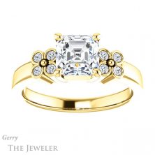 14k Yellow Gold Asscher Cut Forever One Engagement Ring Setting #GTJ1086-asscher-fo-y 1 14k Yellow Gold Asscher Cut Forever One Engagement Ring Setting #GTJ1086-asscher-fo-y