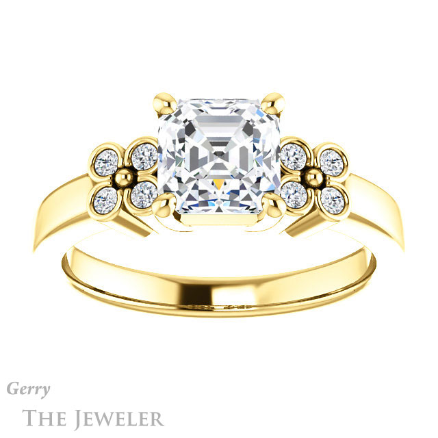 14k Yellow Gold Asscher Cut Forever One Engagement Ring Setting #GTJ1086-asscher-fo-y 1 14k Yellow Gold Asscher Cut Forever One Engagement Ring Setting #GTJ1086-asscher-fo-y