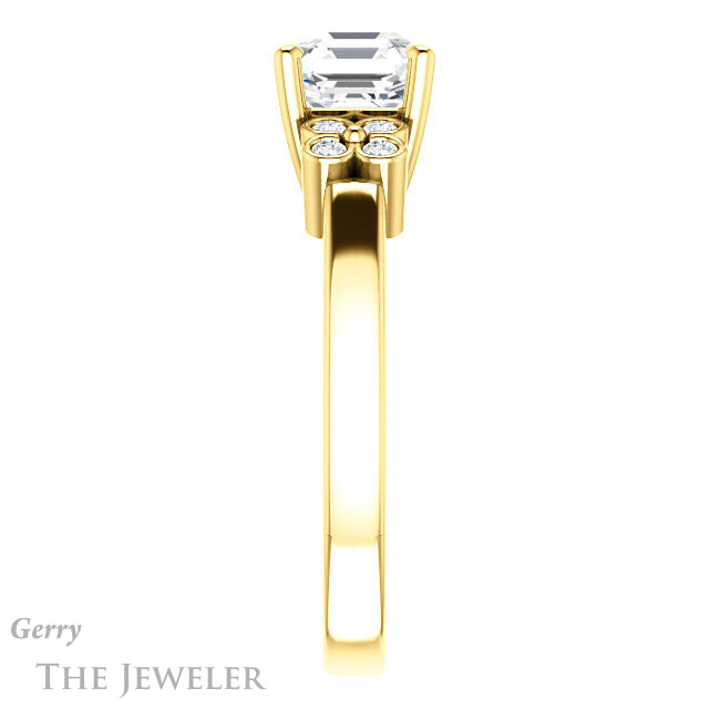 14k Yellow Gold Asscher Cut Forever One Engagement Ring Setting #GTJ1086-asscher-fo-y 3 14k Yellow Gold Asscher Cut Forever One Engagement Ring Setting #GTJ1086-asscher-fo-y