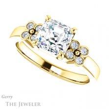 14k Yellow Gold Asscher Cut Forever One Engagement Ring Setting #GTJ1086-asscher-fo-y 5 14k Yellow Gold Asscher Cut Forever One Engagement Ring Setting #GTJ1086-asscher-fo-y