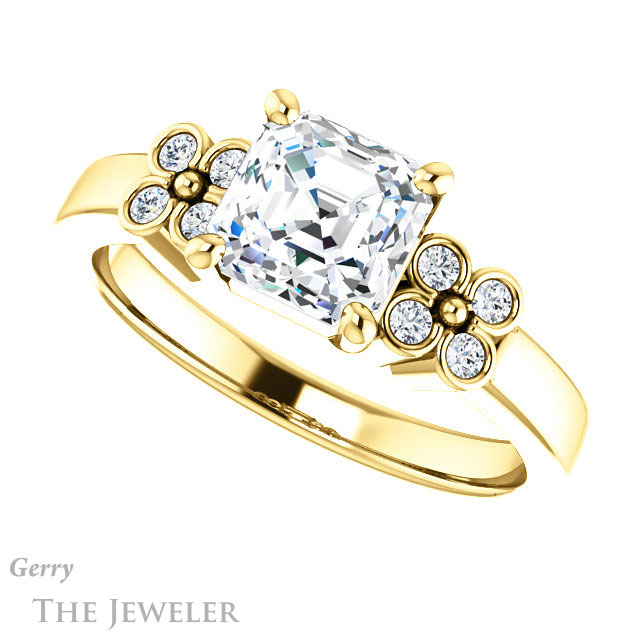 14k Yellow Gold Asscher Cut Forever One Engagement Ring Setting #GTJ1086-asscher-fo-y 5 14k Yellow Gold Asscher Cut Forever One Engagement Ring Setting #GTJ1086-asscher-fo-y