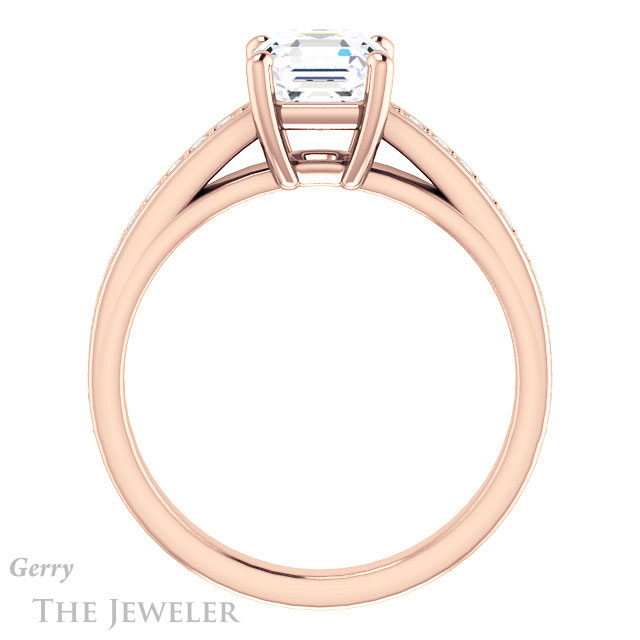 14k Rose Gold Asscher Cut Forever One Engagement Ring Setting #GTJ1090-asscher-fo-r