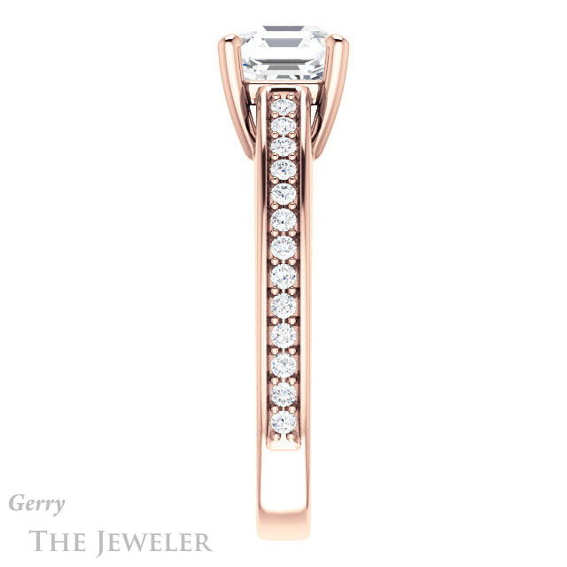 14k Rose Gold Asscher Cut Forever One Engagement Ring Setting #GTJ1090-asscher-fo-r 3 14k Rose Gold Asscher Cut Forever One Engagement Ring Setting #GTJ1090-asscher-fo-r