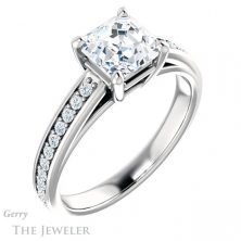 14k White Gold Asscher Cut Forever One Engagement Ring Setting #GTJ1090-asscher-fo-w 4 14k White Gold Asscher Cut Forever One Engagement Ring Setting #GTJ1090-asscher-fo-w