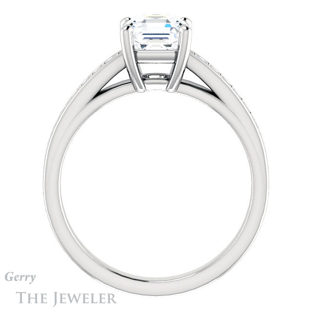 14k White Gold Asscher Cut Forever One Engagement Ring Setting #GTJ1090-asscher-fo-w 2 14k White Gold Asscher Cut Forever One Engagement Ring Setting #GTJ1090-asscher-fo-w