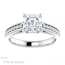 14k White Gold Asscher Cut Forever One Engagement Ring Setting #GTJ1090-asscher-fo-w 1 14k White Gold Asscher Cut Forever One Engagement Ring Setting #GTJ1090-asscher-fo-w